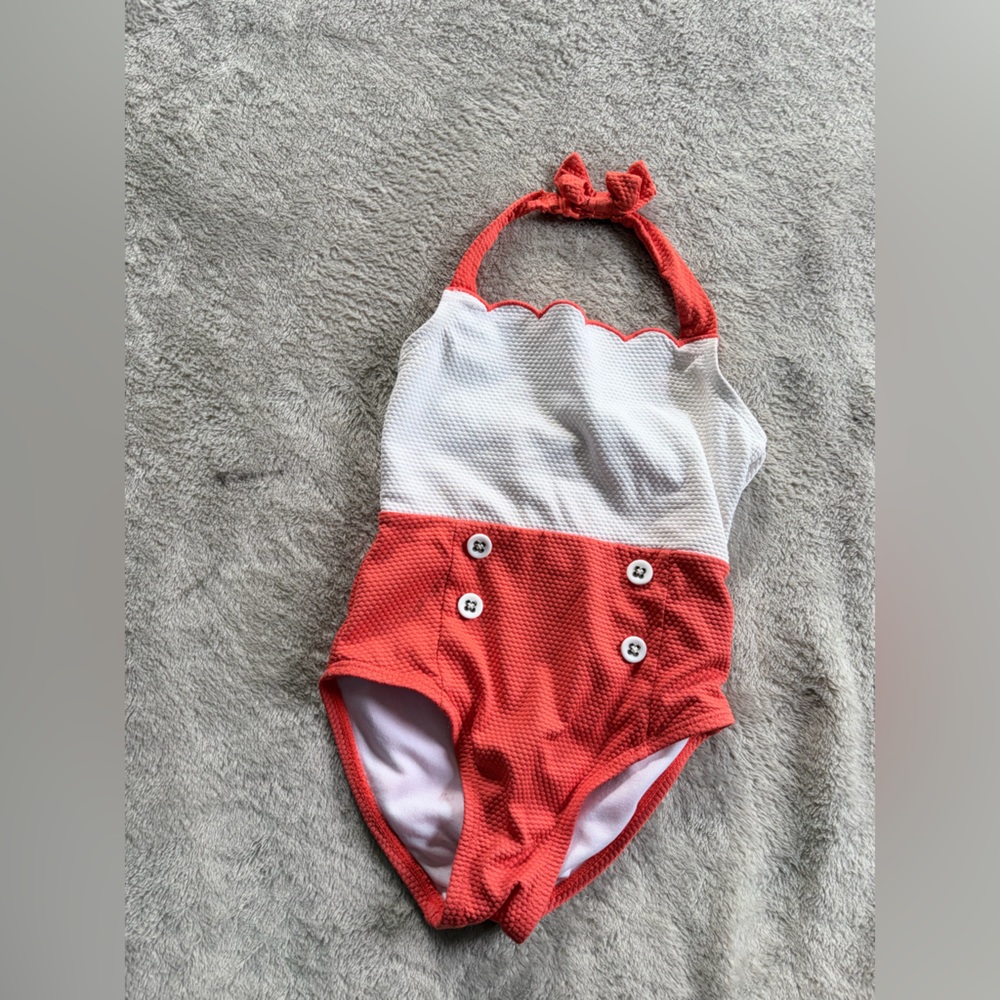 Janie and Jack Retro Red and White Swimsuit